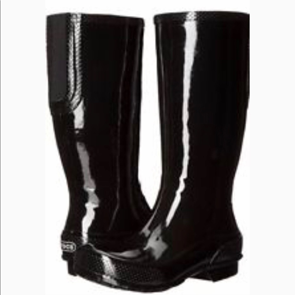 Crocs women’s tall black rain boots.